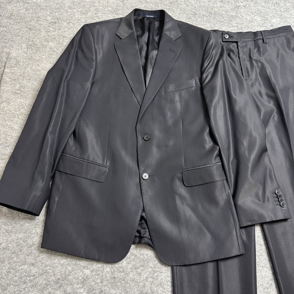 Versace Collection Black Suit Mens 42R 2 Piece Italy Wool Blazer Pants - Picture 2 of 16